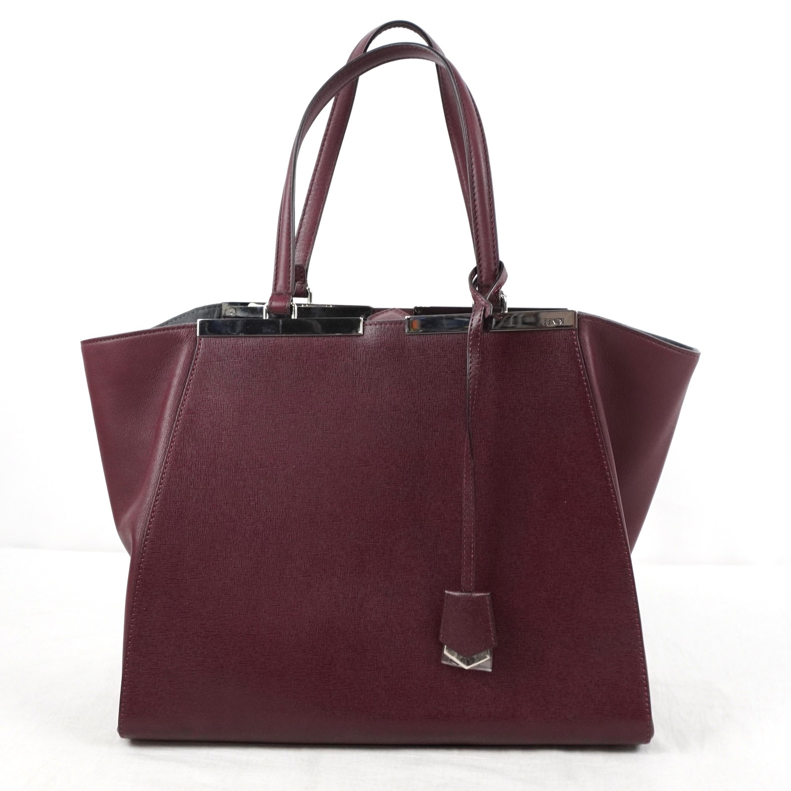 Fendi 3 Jours Top Handle Shoulder Bag In Dark Red Leather With Silver Hardware