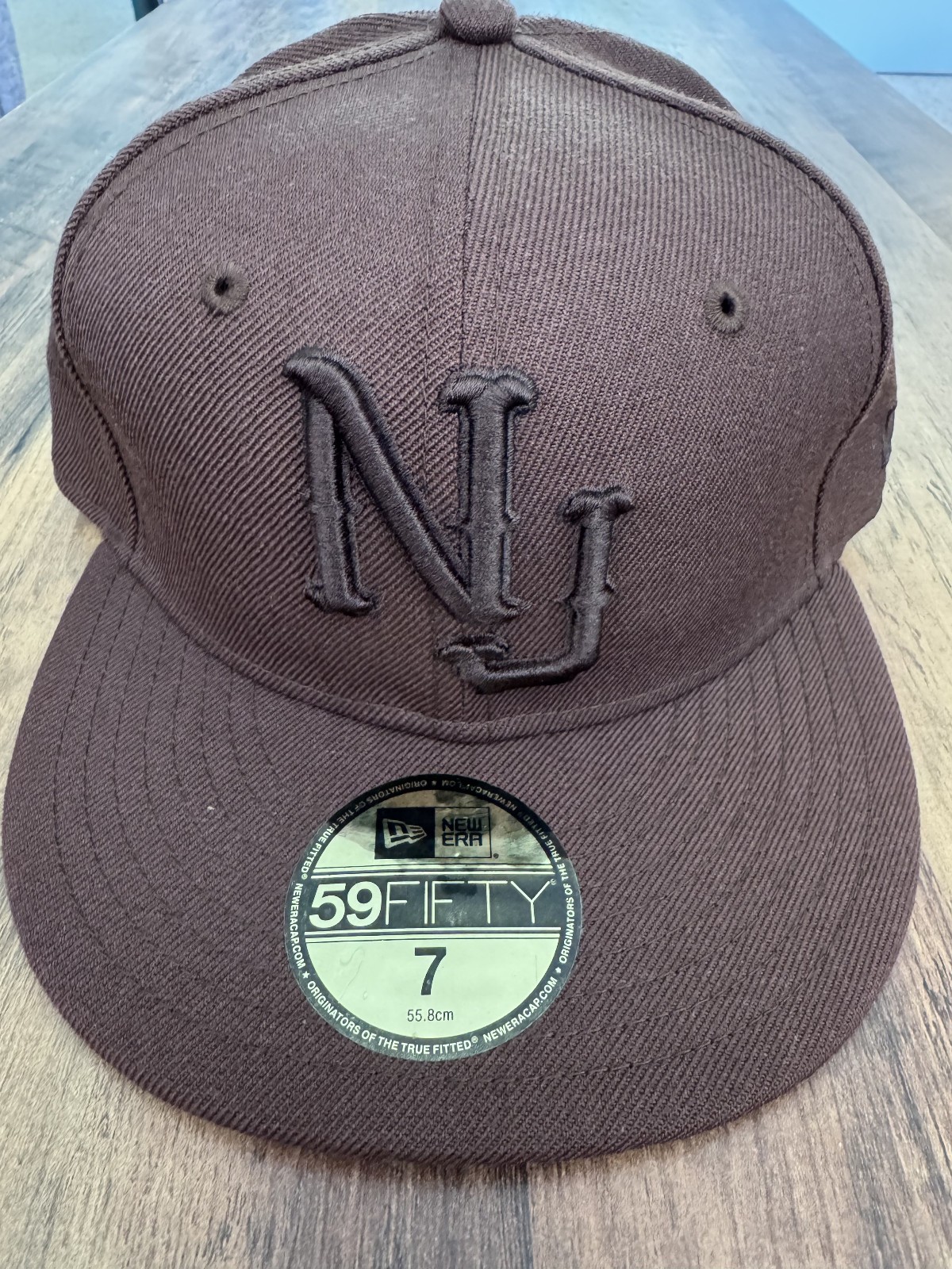New Era NJ Monogram 59FIFTY Fitted Hat Size 7 Brown Tonal Cap Rare