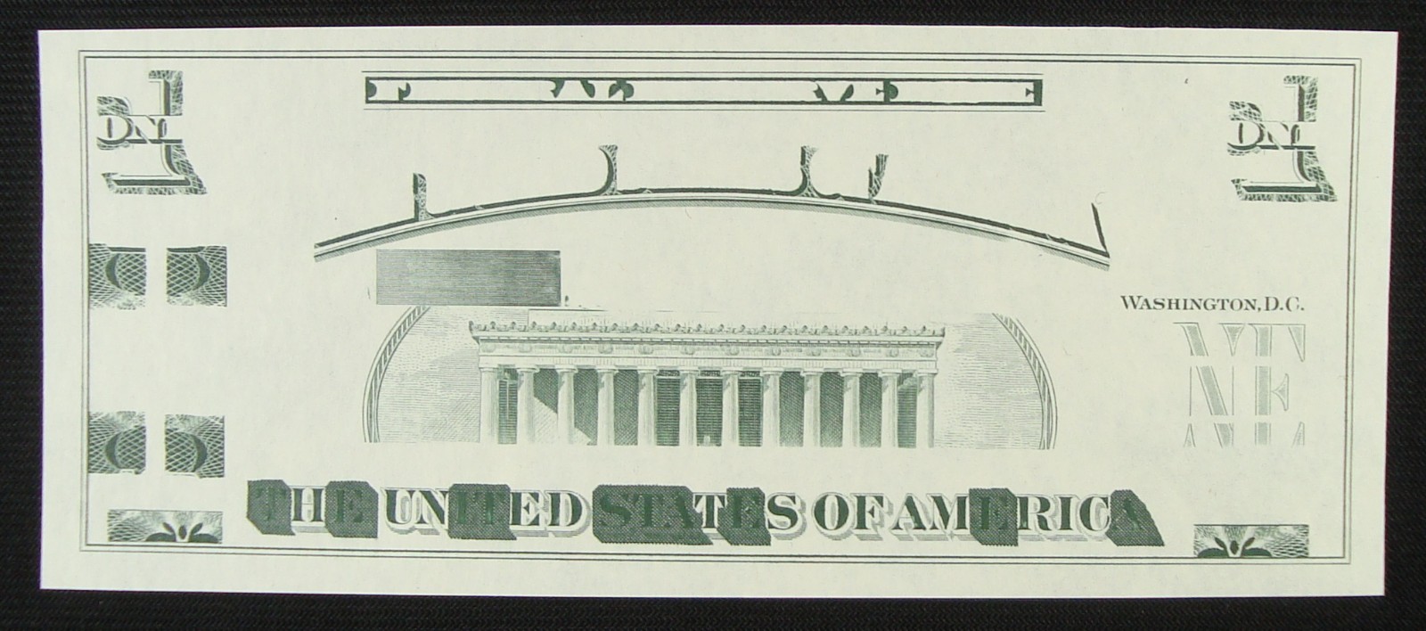 1970s Giori Test Note Lincoln Memorial Green Front Blank Back Gem Uncirculated 1970s Giori Test Note Lincoln Memorial Green Front Blank Back Gem Uncirculated