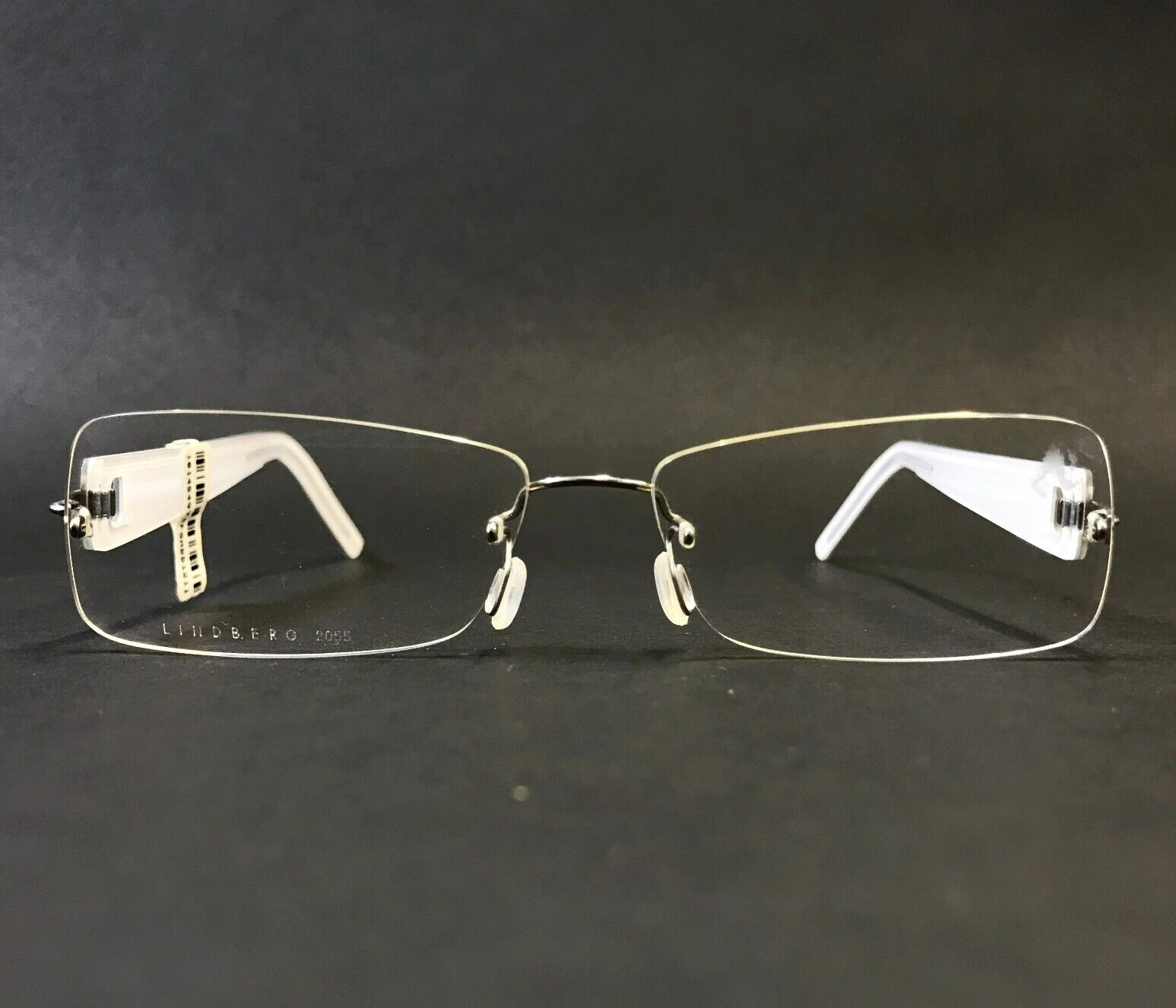Lindberg Eyeglasses Frames 2166 COL.K52 Gunmetal Gray White Rimless 55-18-135 Lindberg Eyeglasses Frames 2166 COL.K52 Gunmetal Gray White Rimless 55-18-135