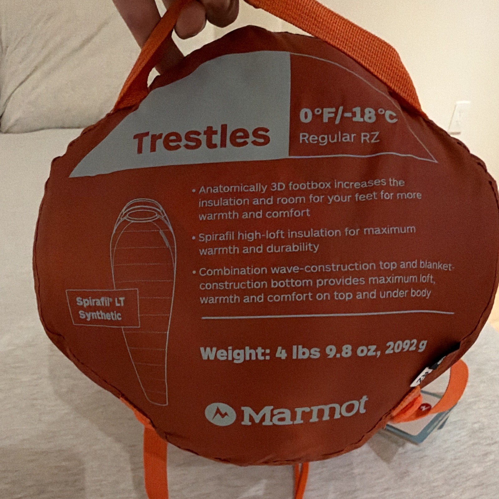 Marmot Trestles 0 Regular Synthetic Sleeping Bag 0°F Rust YKK 2-Way Zip