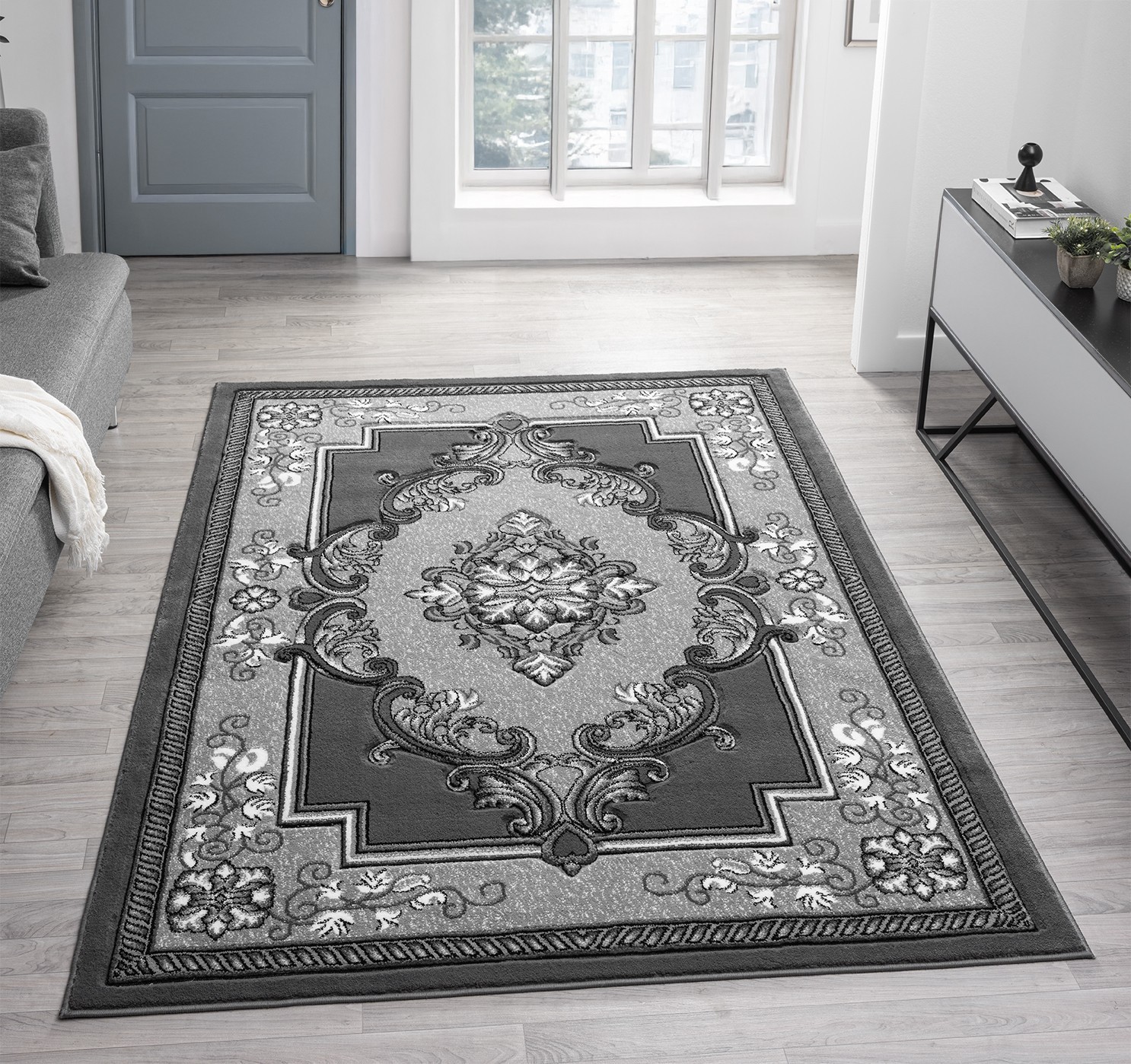 Traditional Oriental Area Rug Hand Carved Floral Carpet For Living Room 9206
