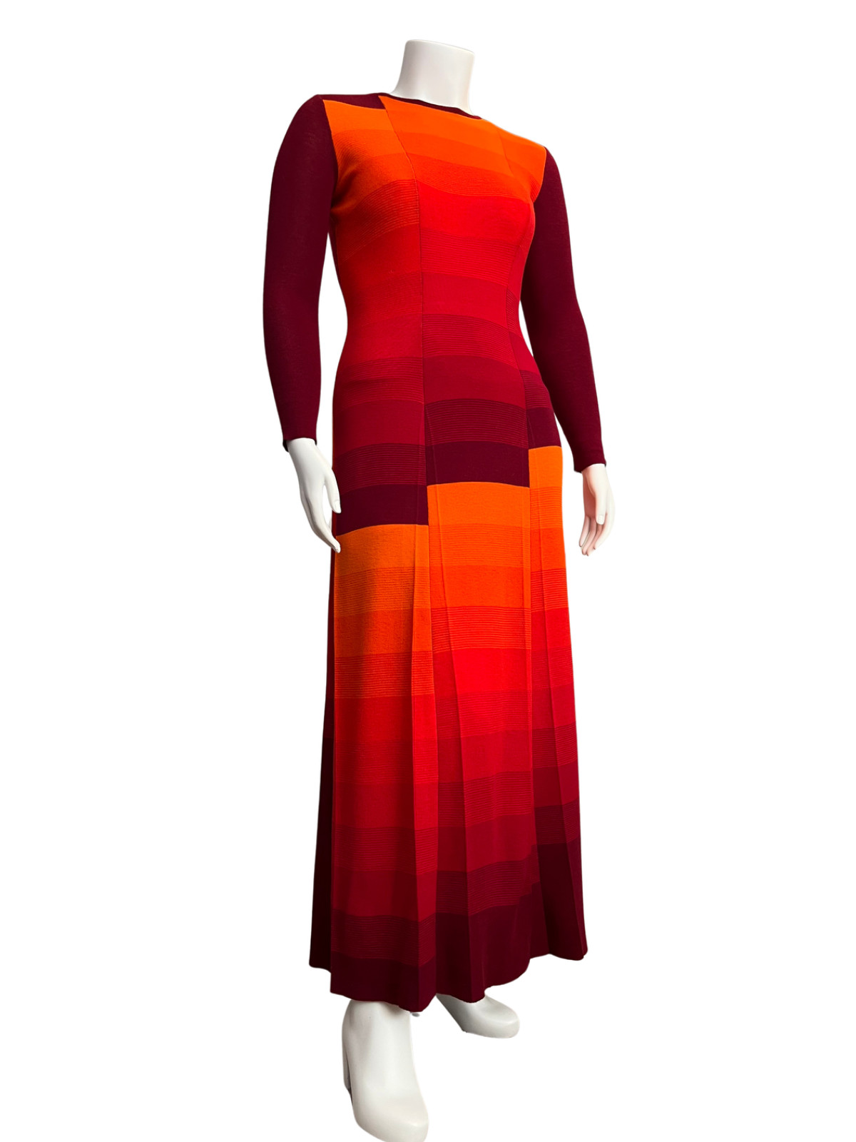 VTG 60s/70s Goldworm Colorblock Italian Wool Knit Maxi Dress Red/Orange/Burgundy VTG 60s/70s Goldworm Colorblock Italian Wool Knit Maxi Dress Red/Orange/Burgundy
