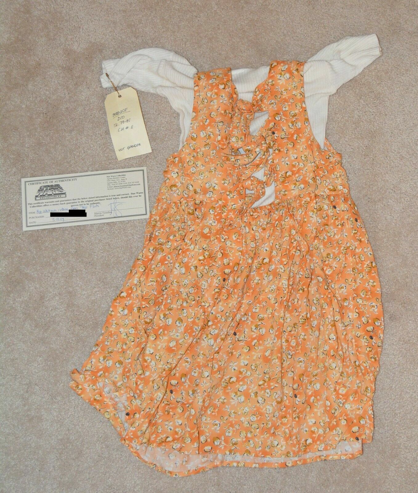 CHILD ACTOR Little Dress Screen Worn MAE WHITMAN STAR Used in HOPE FLOATS TAGS