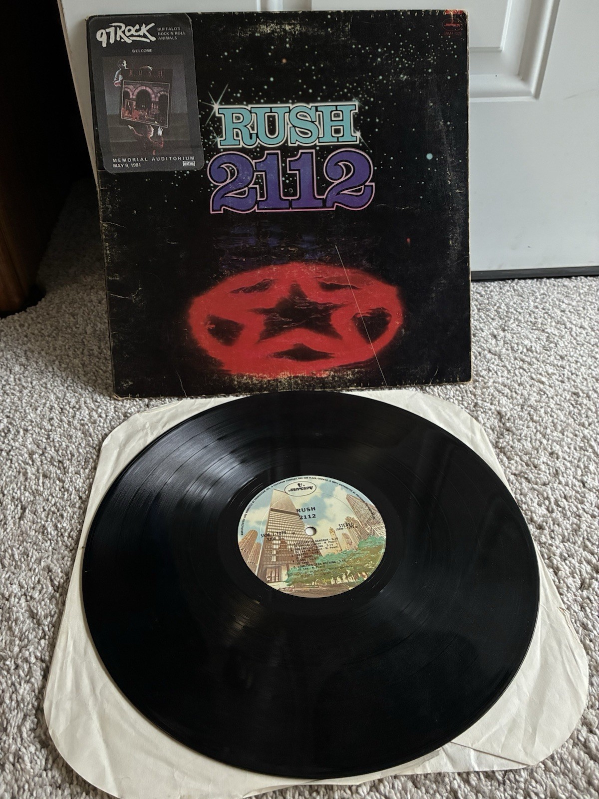 Rush 2112 Vinyl LP 1976 Og US Press W Otto Satin Cloth Rush 81’ Concert Sticker Rush 2112 Vinyl LP 1976 Og US Press W Otto Satin Cloth Rush 81’ Concert Sticker