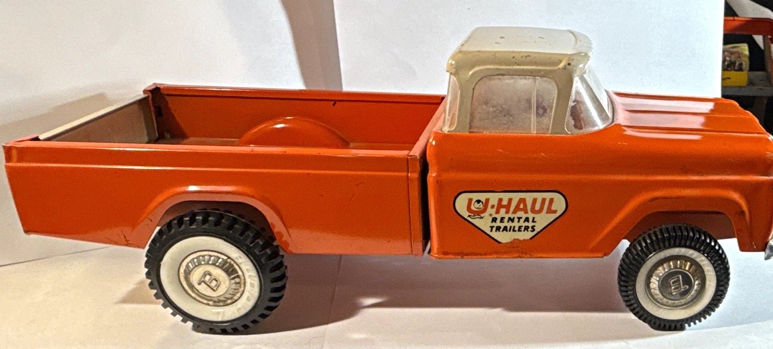 Vintage Nylint U-Haul 1960 Ford Pickup Truck Pressed Steel 1:12 Orange/White