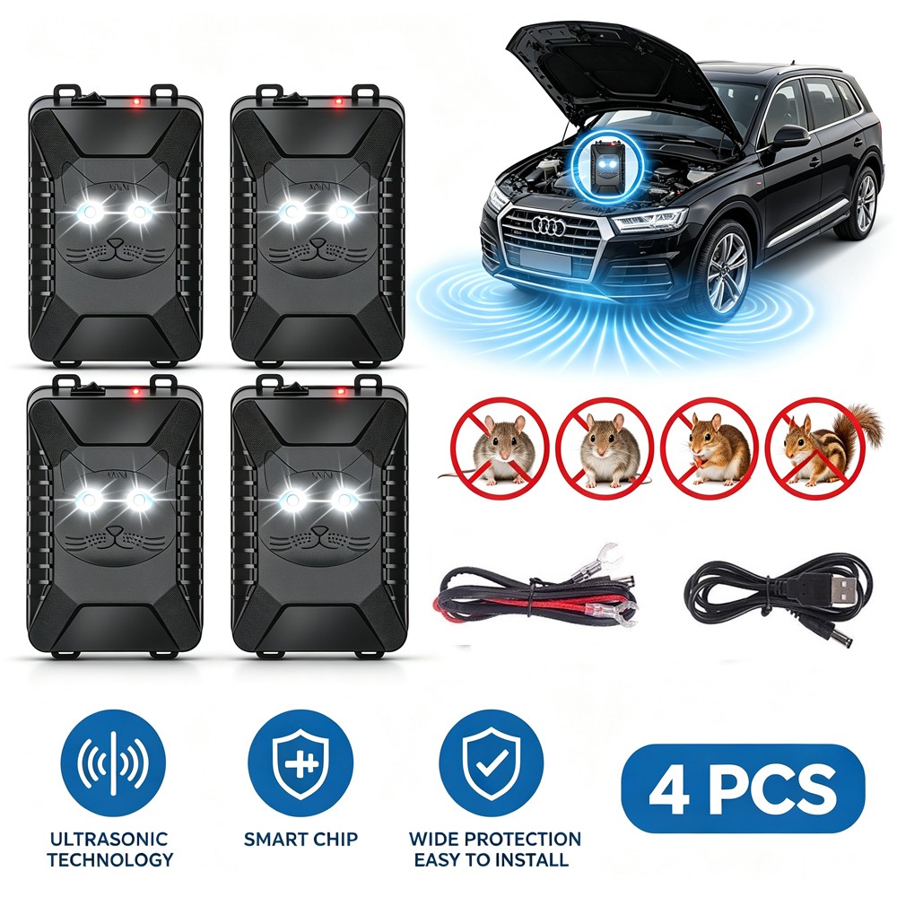 4PCS Ultrasonic Mouse Repeller Car Vehicle Rat Rodent Repellent Animal Deterrent