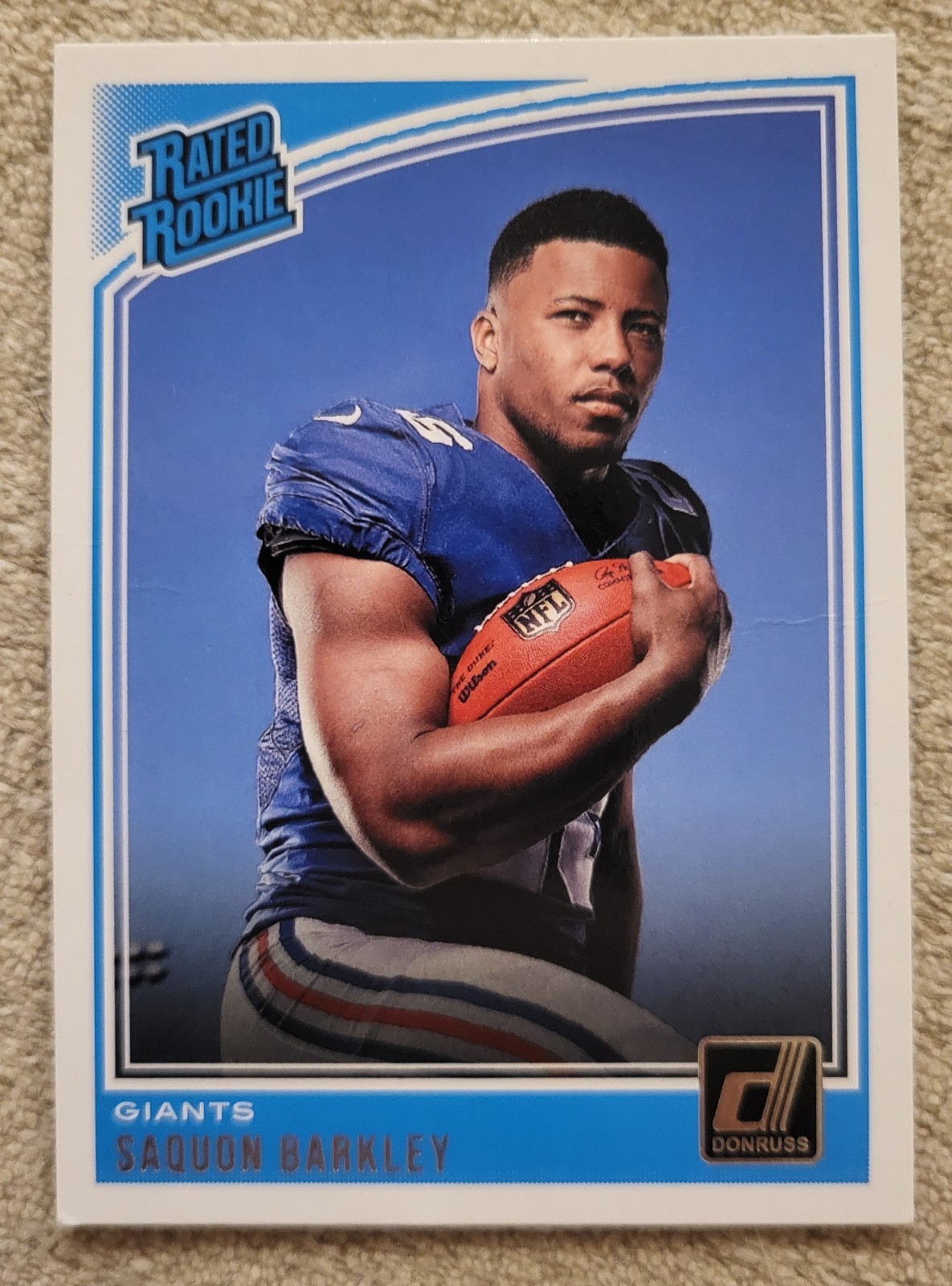 2018 Panini Donruss - Rated Rookie Saquon Barkley #306 (RC) damaged crease