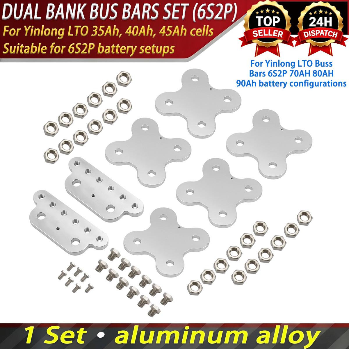Dual Bank Aluminum For Yinlong LTO Buss Bars 6S2P 70AH 80AH 90Ah Battery Setup Dual Bank Aluminum For Yinlong LTO Buss Bars 6S2P 70AH 80AH 90Ah Battery Setup