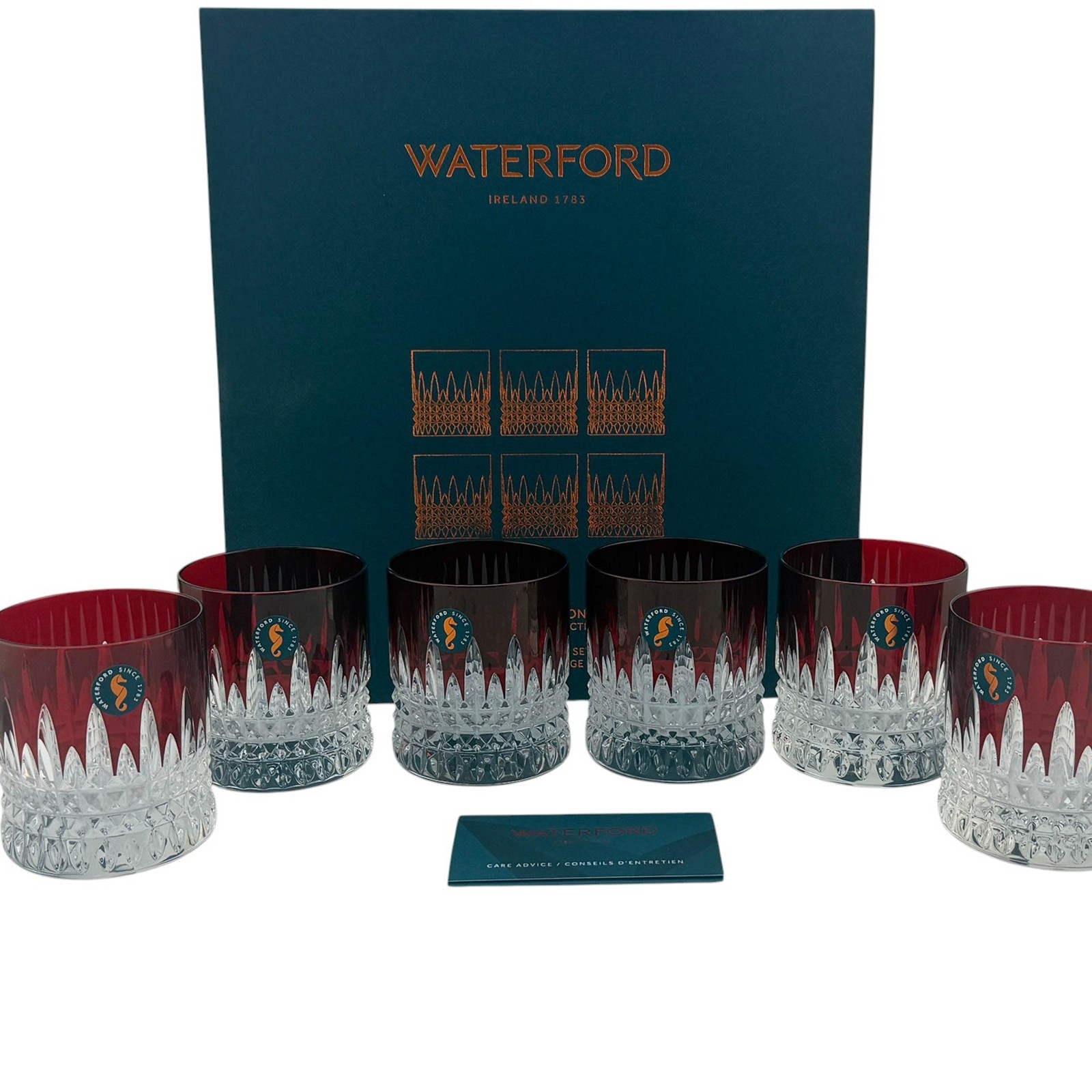 6 New Waterford Crystal NYE New Years Eve Ruby Red Tumbler aka Lismore Diamond