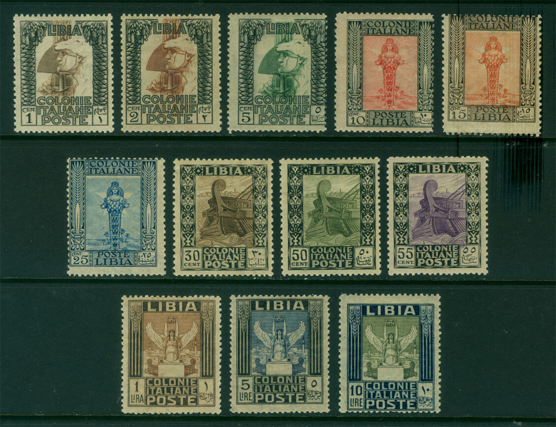 Italian Colonies LIBYA 1921 Pictorials set (Legionary, Galley) Sc# 20-31 mint MH