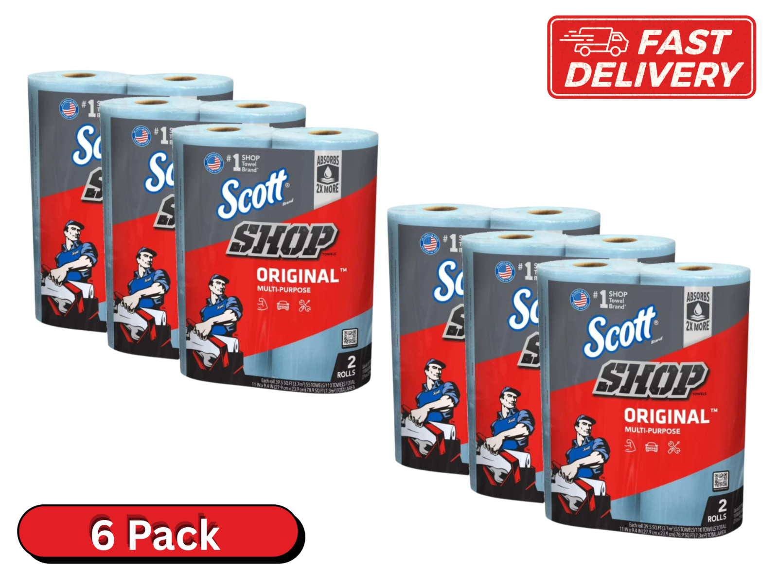 Scott Professional Multi-Purpose Shop Towels, 55 Sheets per Roll, 12 Ct Scott Professional Multi-Purpose Shop Towels, 55 Sheets per Roll, 12 Ct