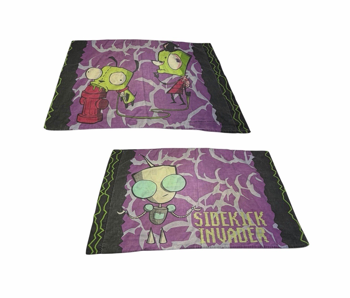 Vintage RARE Set of 2 Sidekick INVADER ZIM Pillowcases Y2K Viacom 2004