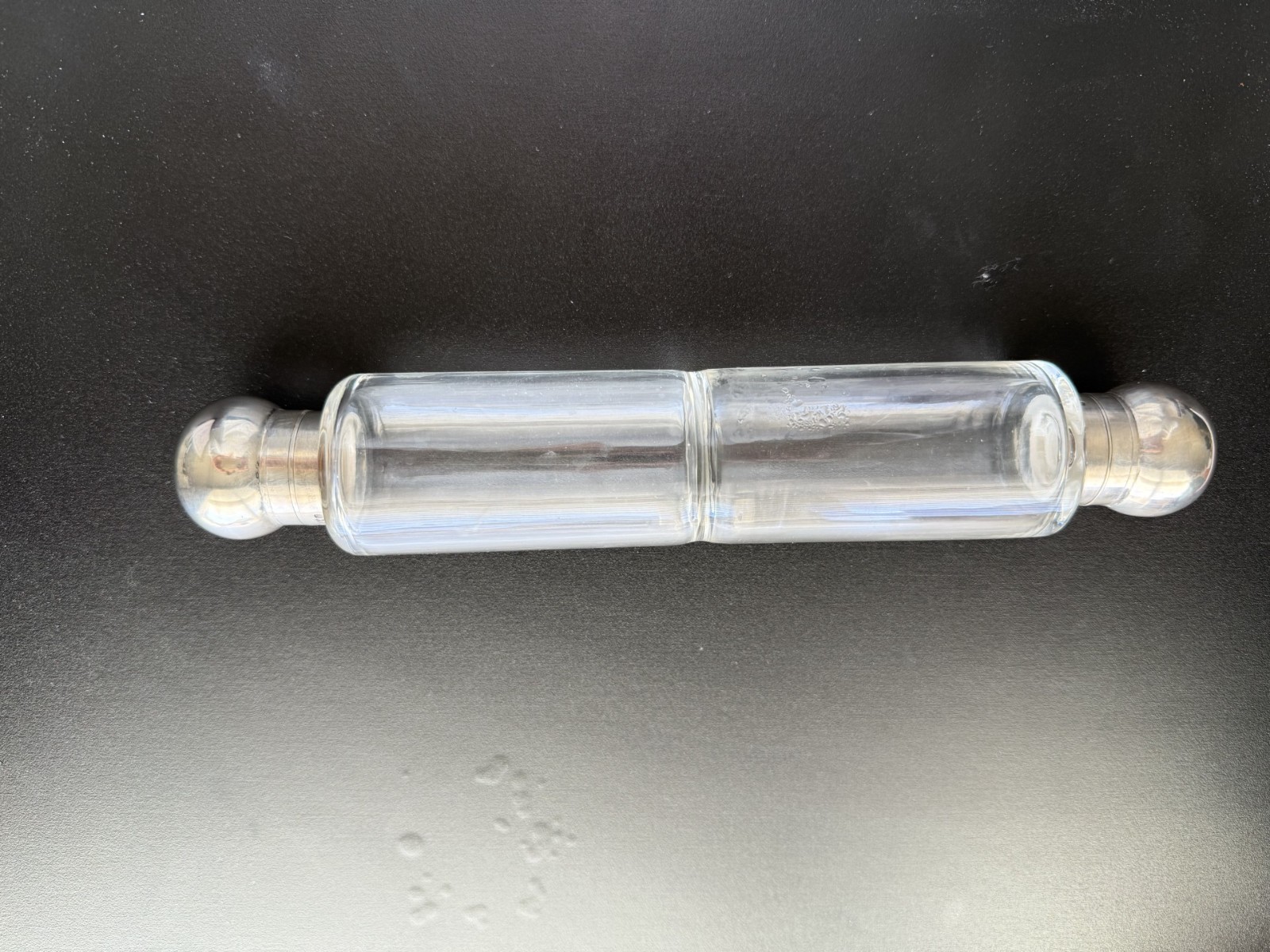 Antique Victorian Serling Silver Double Ended Scent Bottle Glass Flask