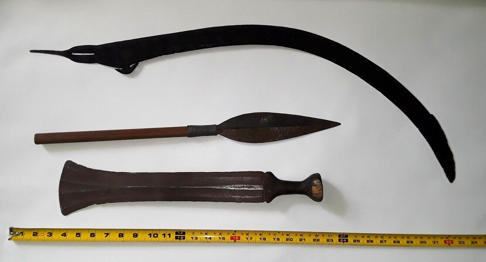 Antique African Sword Spear Congo Africa Hand Forged Knife Crafted set