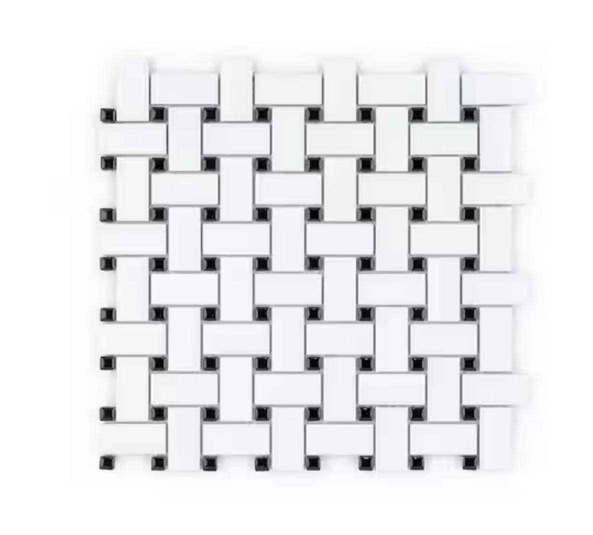 Plato Basketweave White 12 In. X 12 In. Matte and Gloss Dot Porcelain Wall - New