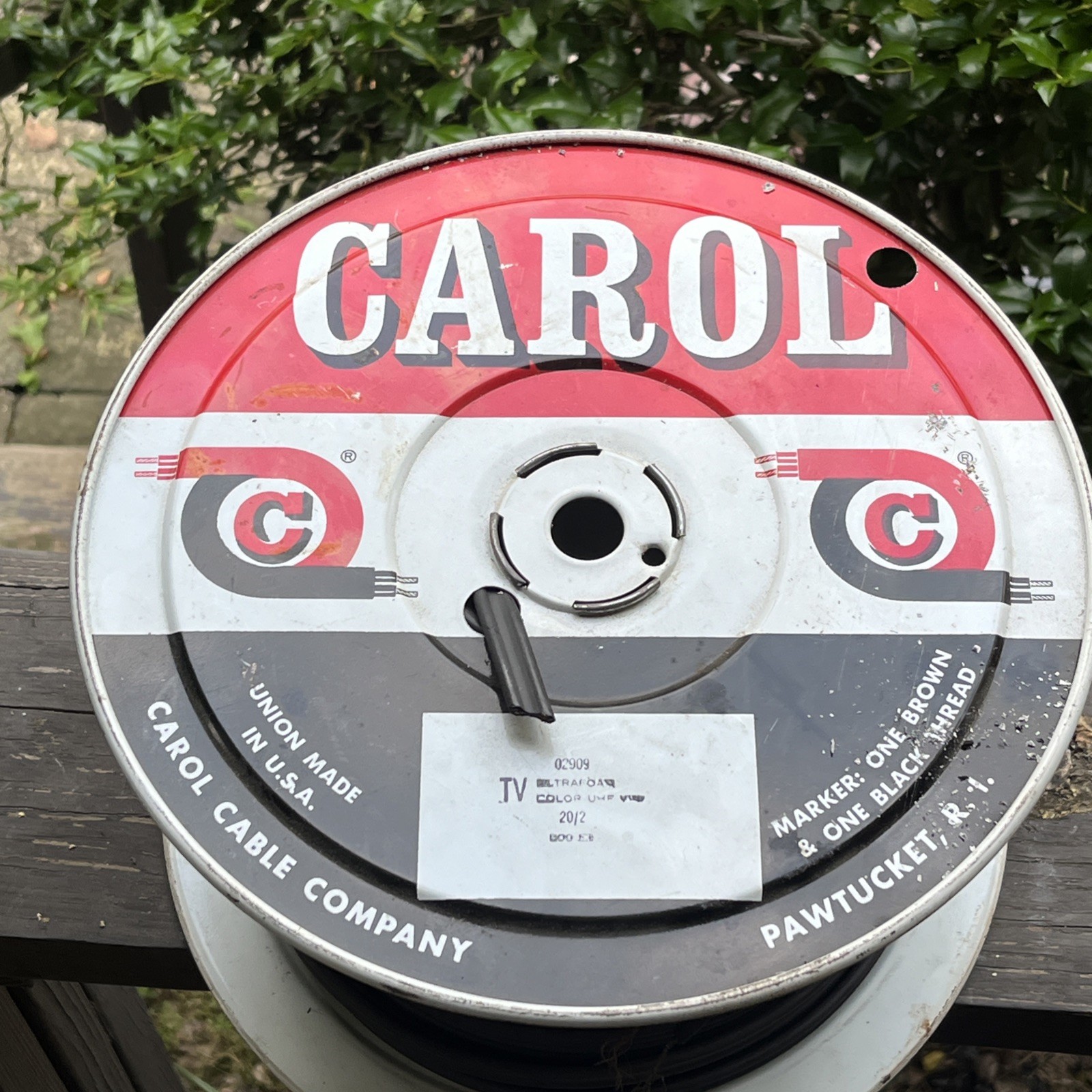 Vintage Carol 20/2 Wire Spool with Wire Carol Cable Co. USA Half Full*