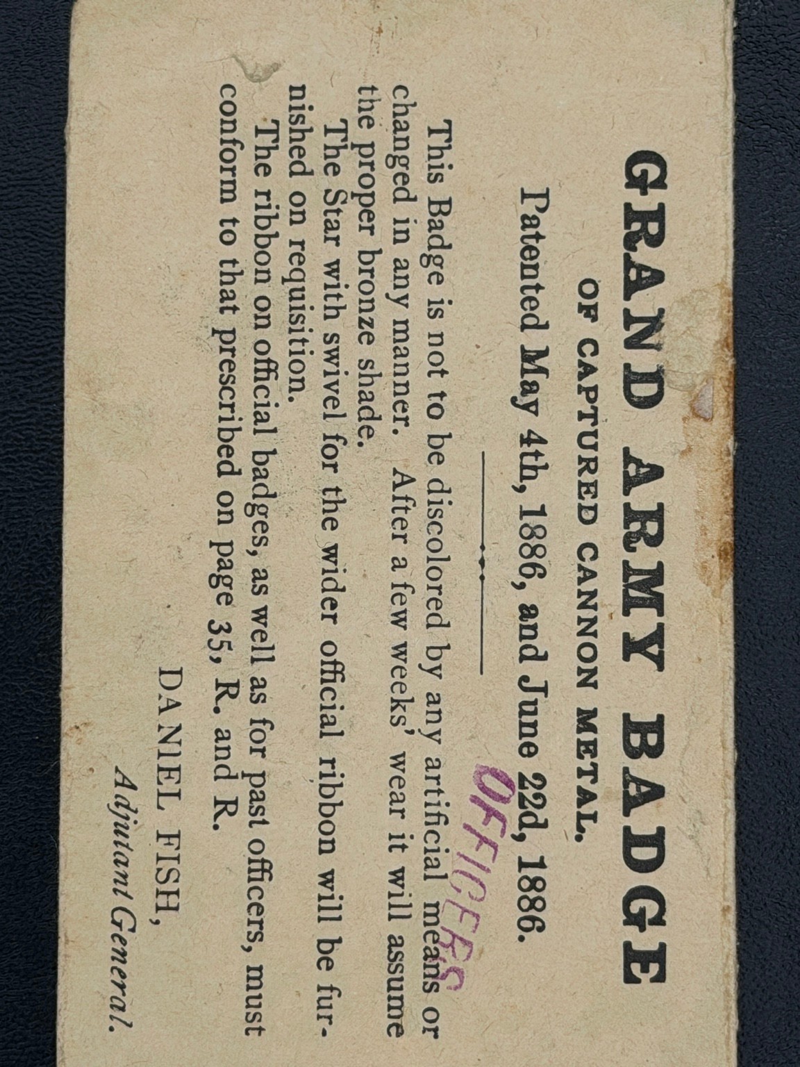 1880s GAR Grand Army Badge Captured Cannon Metal Original Envelope 1880s GAR Grand Army Badge Captured Cannon Metal Original Envelope