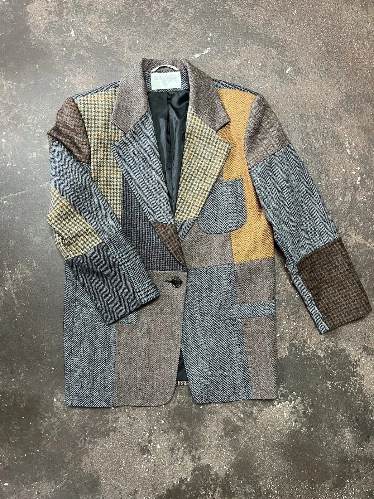 VTG Ladies Multicolor Patchwork Wool Jacket International Scene Size 9/10 VTG Ladies Multicolor Patchwork Wool Jacket International Scene Size 9/10