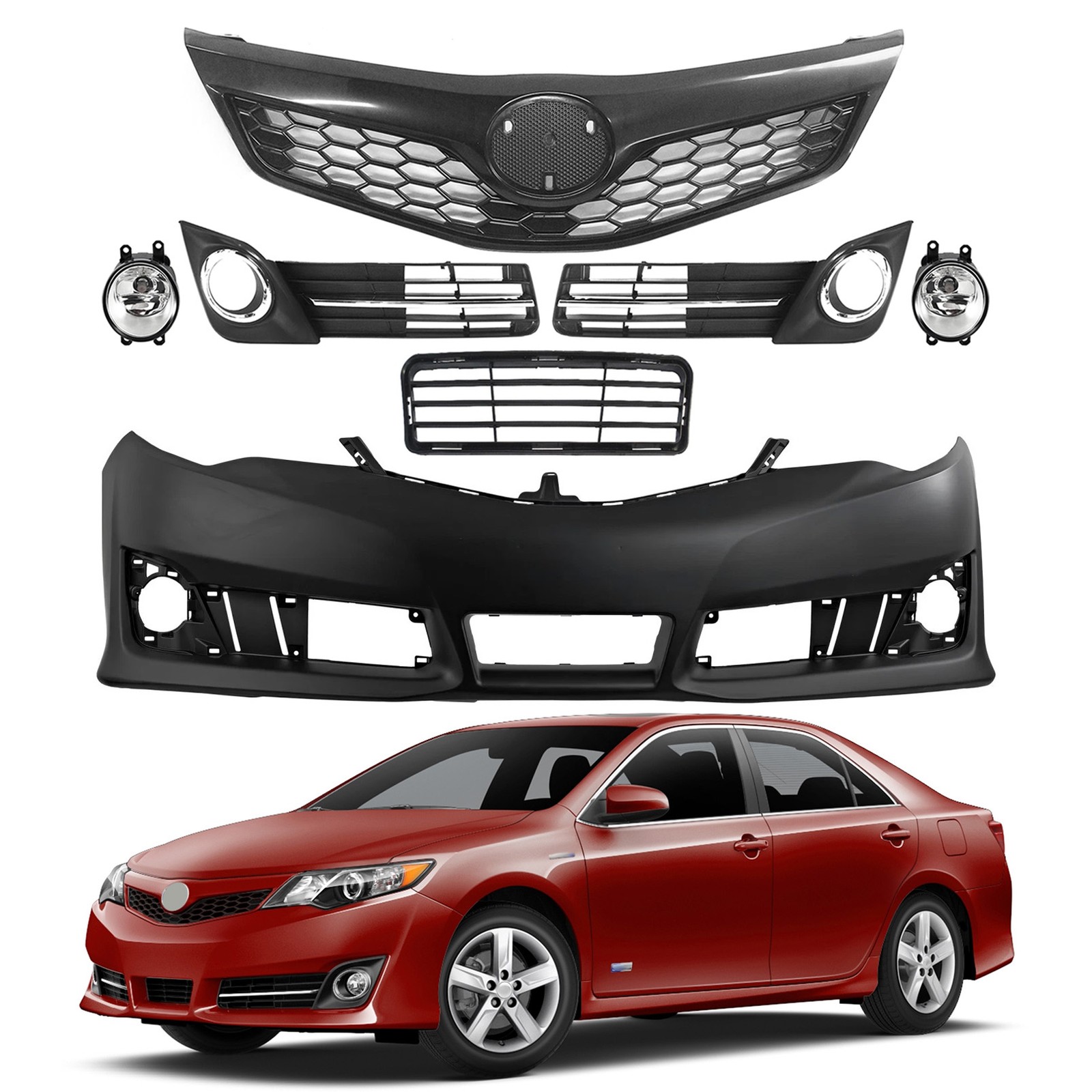 For 2012-2014 Toyota Camry SE/SE Sport Front Bumper Cover W/ Grille & Fog light