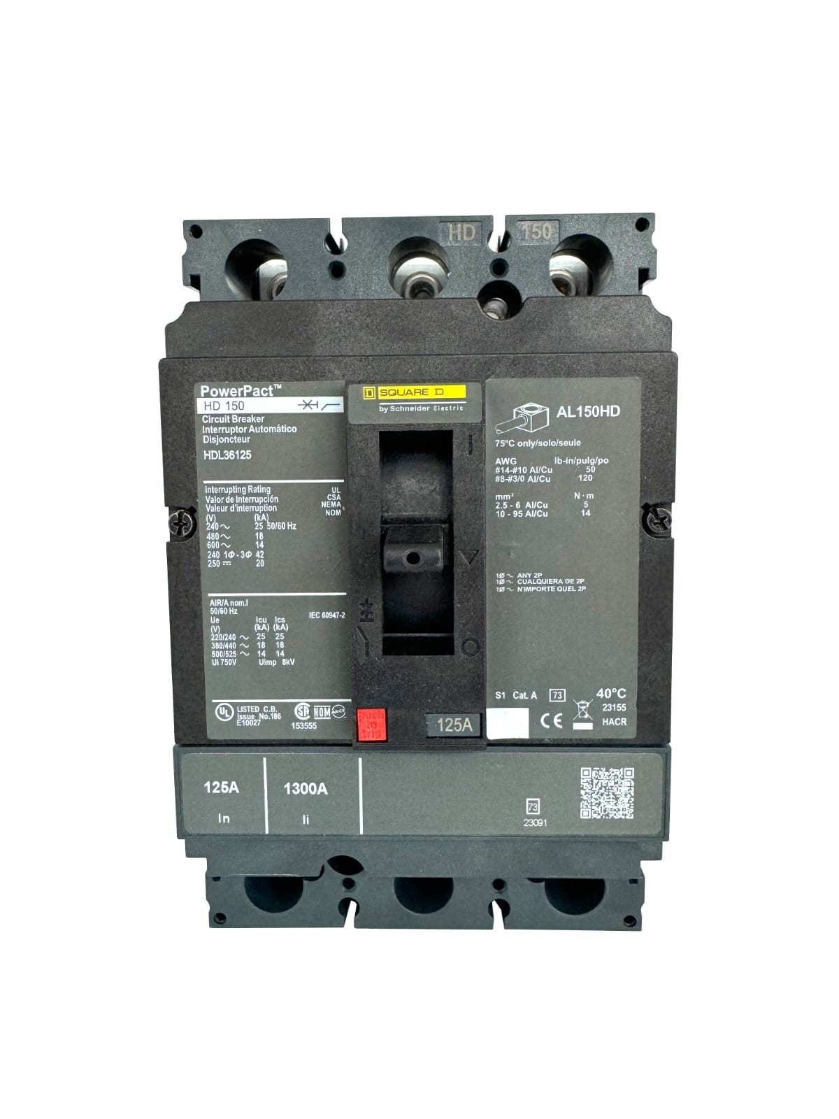 Power PacT Square D 3 Pole Circuit Breaker 150 A - Black (HDL36150)