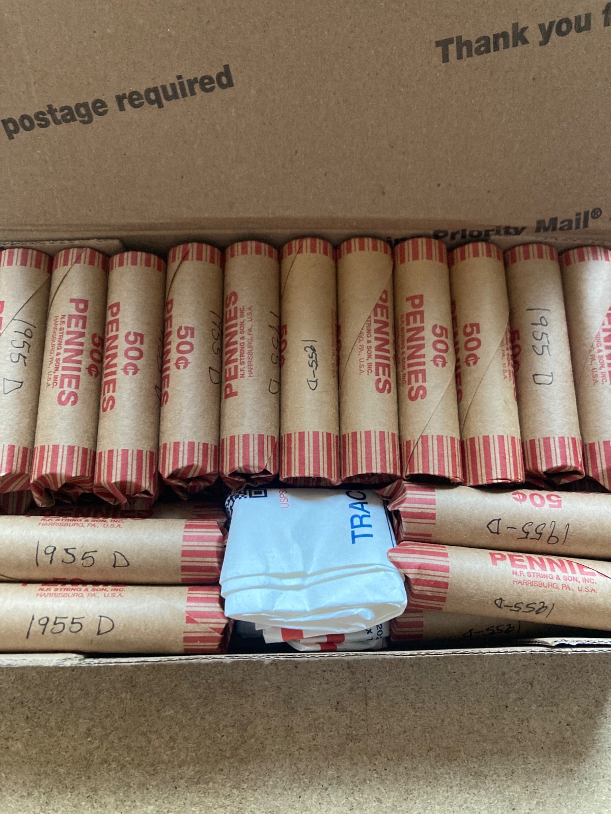 1955-D LINCOLN WHEAT CENT PENNY 30 ROLLS (1,500 coins) nice condition 1955-D LINCOLN WHEAT CENT PENNY 30 ROLLS (1,500 coins) nice condition
