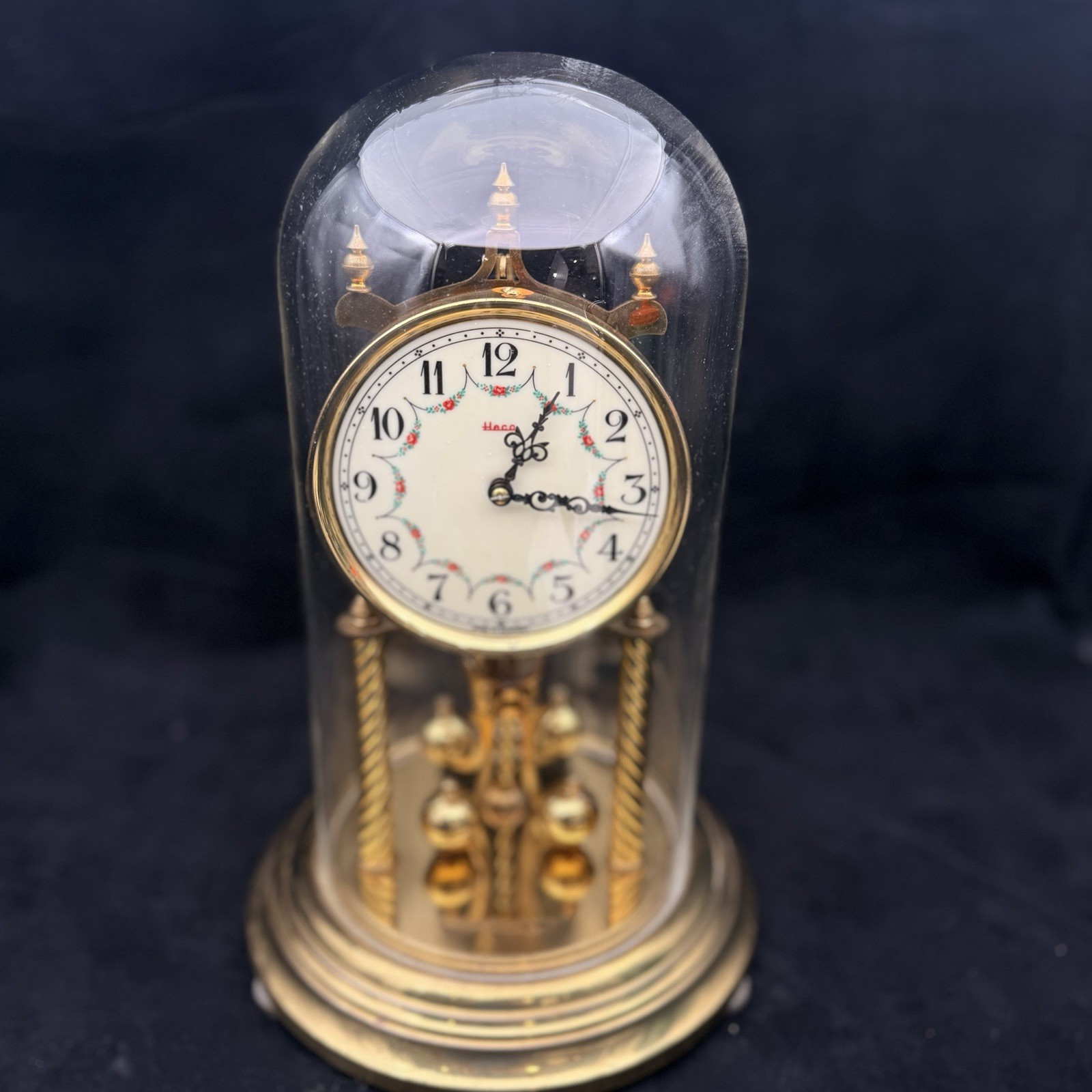 Vintage HECO 400 Day Anniversary Clock West Germany Glass Dome For Repair