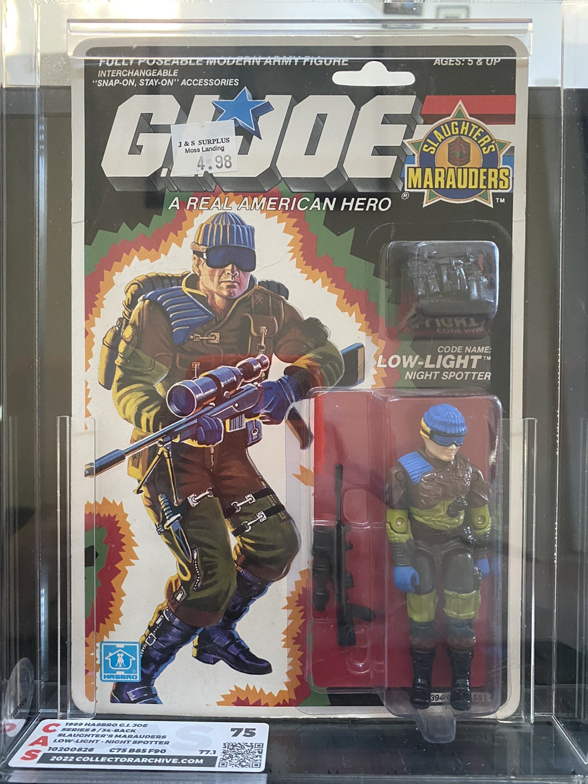 VINTAGE GI JOE 1989 LOWLIGHT V2 SLAUGHTER’S MARAUDER MOC 34 BACK CAS GRADED 75