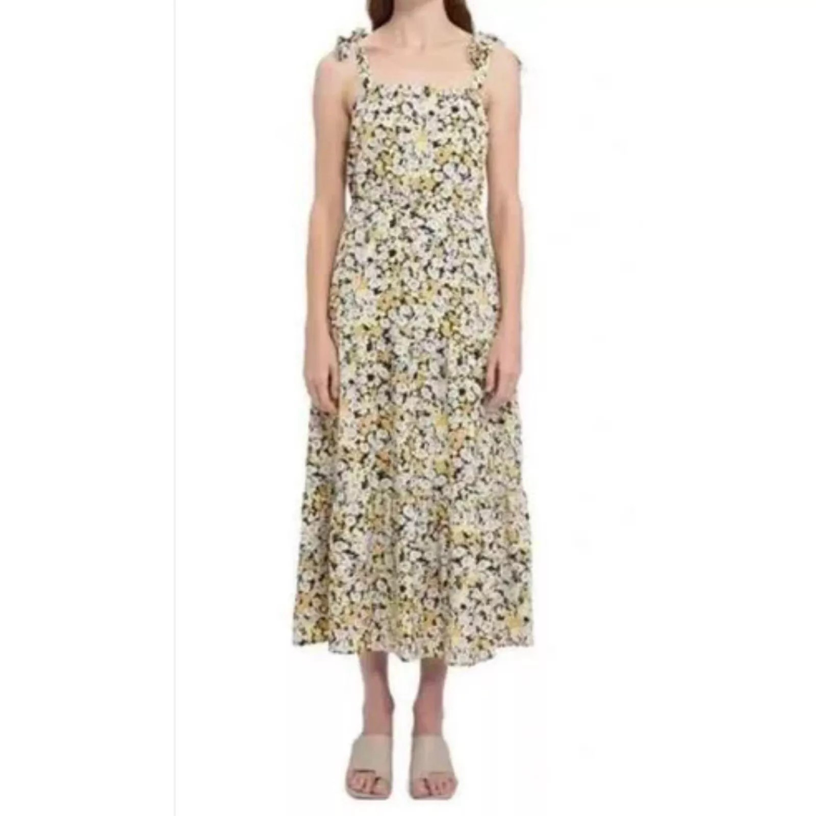 SOCIAL STANDARD BY SANCTUARY Cottage Prairie Sundress Floral Tiered Midi Dress S SOCIAL STANDARD BY SANCTUARY Cottage Prairie Sundress Floral Tiered Midi Dress S