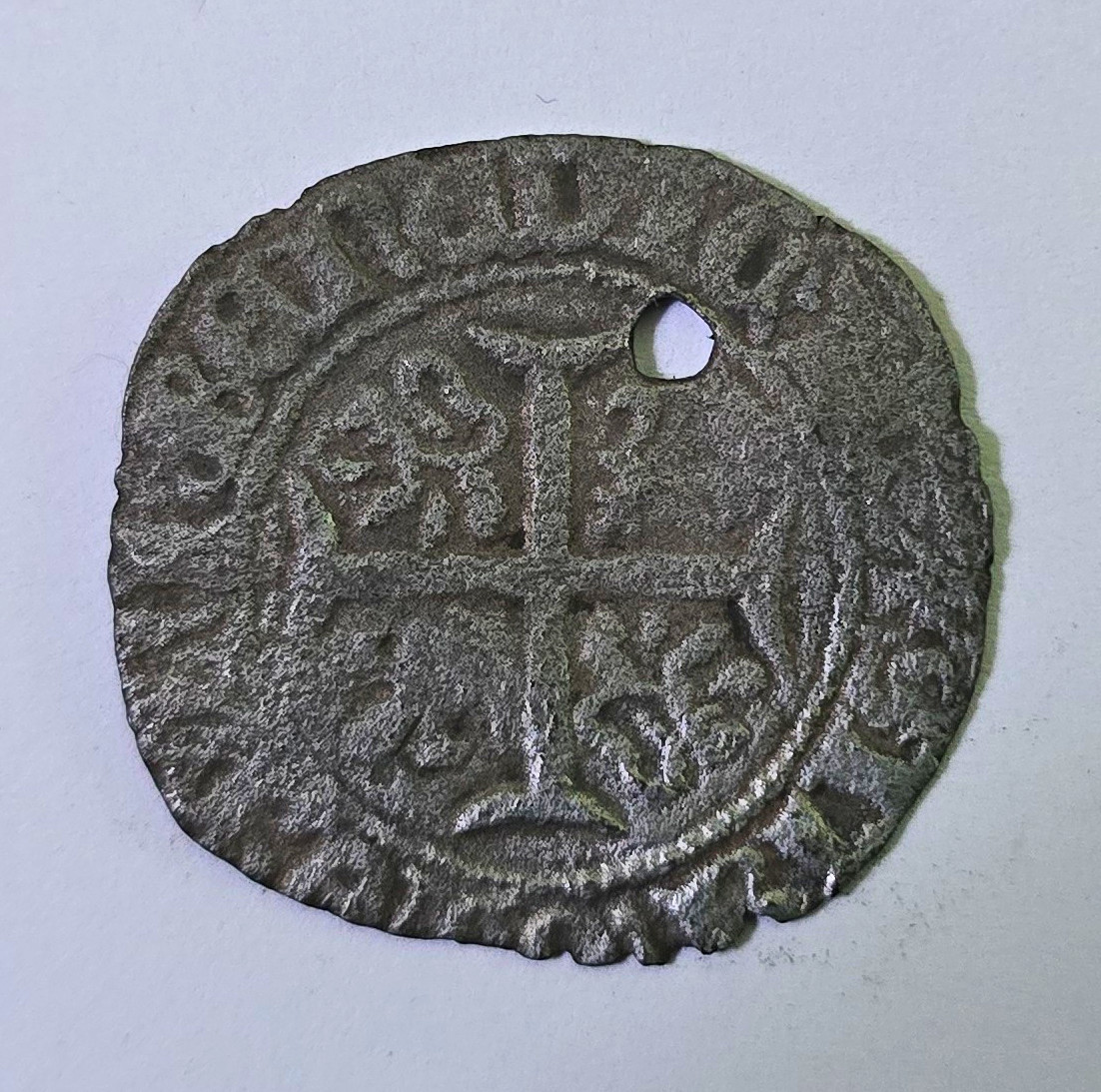 French Duchy Of Burgundy John The Fearless Blanc Auxonne 1404-1419 Holed Ex Eyer