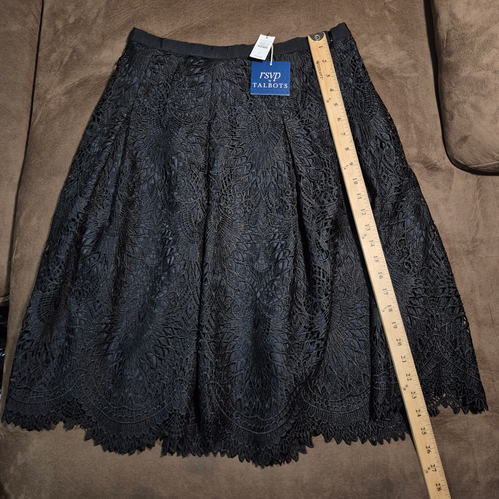 NWT RSVP BY TALBOTS Pleated Lace Full Skirt BLACK Sz 6