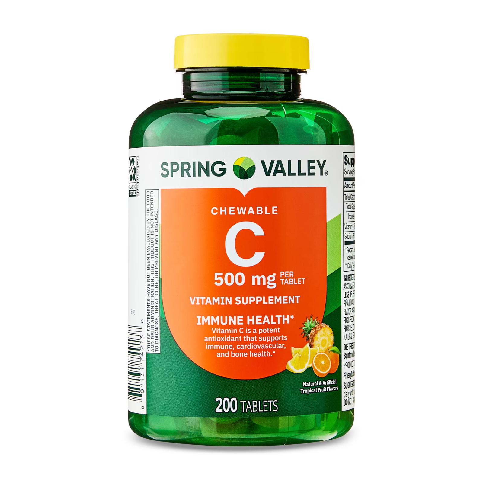 Spring Valley Vitamin C Dietary Supplement, Tropical Fruit, 500 mg, 200 Count, C