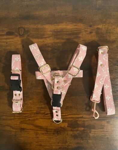 DOG DESIGNER LUXURY 2 SET , HARNESS & LEASH | ADJUSTABLE | FAST SHIPPING