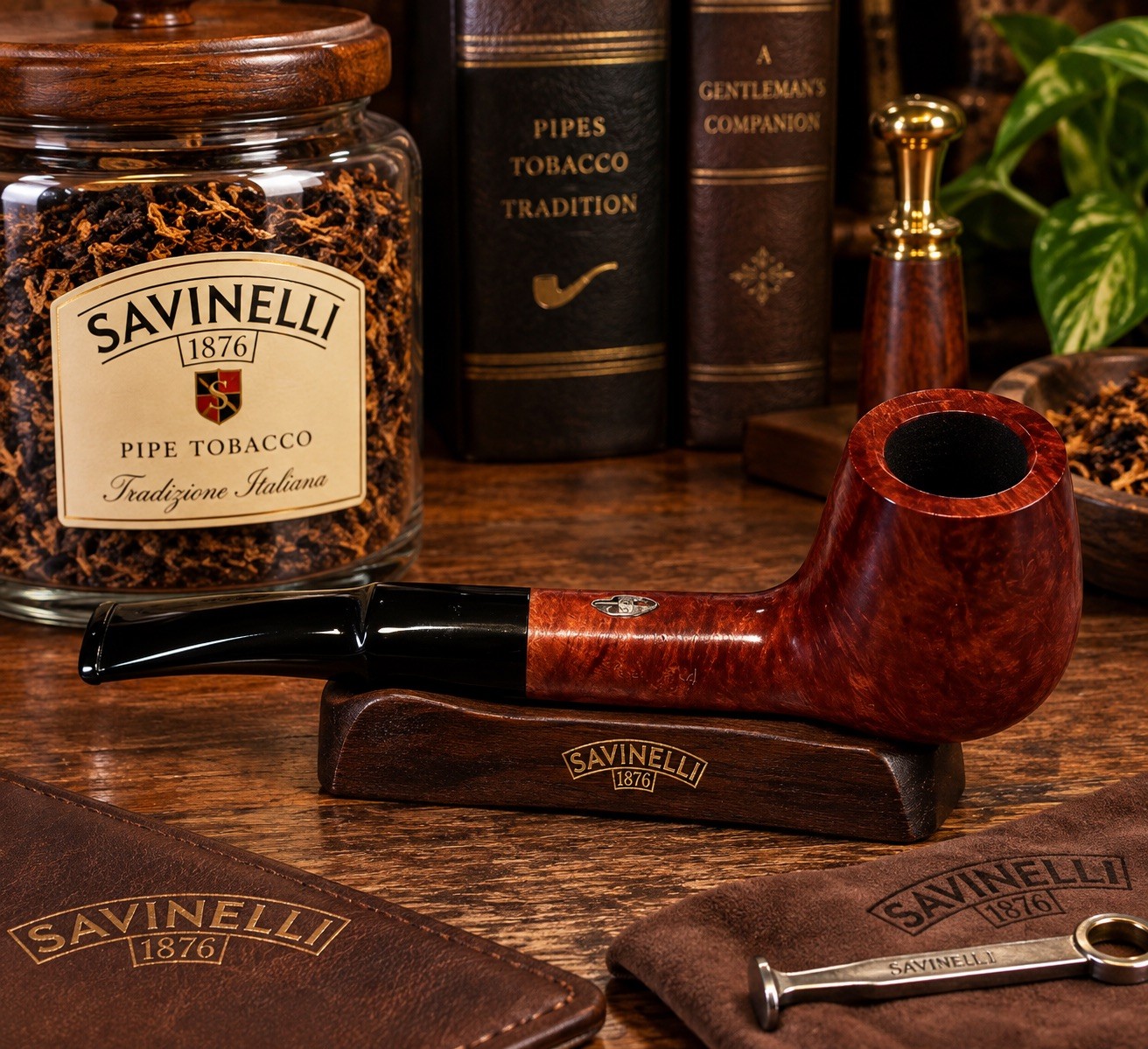 Vintage Savinelli Prima Serie 144 Briar Pipe Half-Bent Brandy NOS Made in Italy 