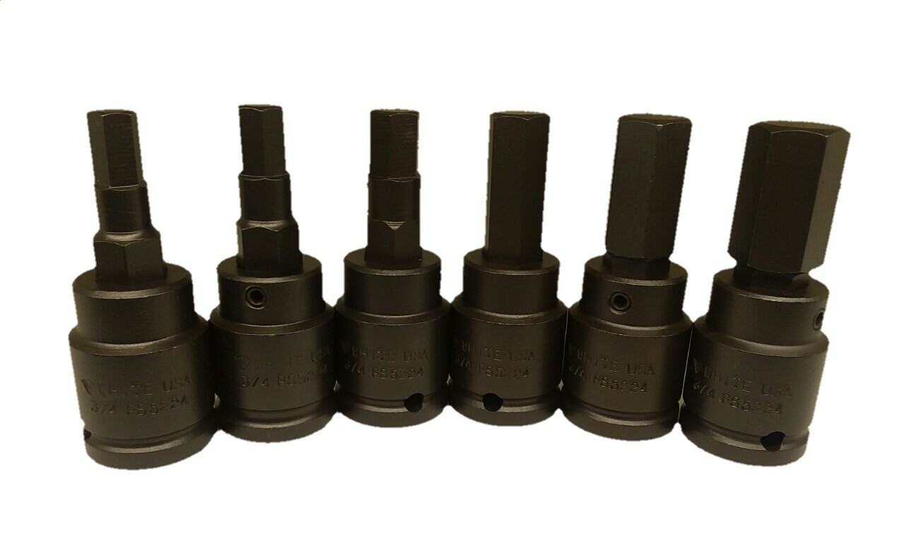 WHITE-USA 6pc ALLEN BIT SET 1/2\ WHITE-USA 6pc ALLEN BIT SET 1/2\