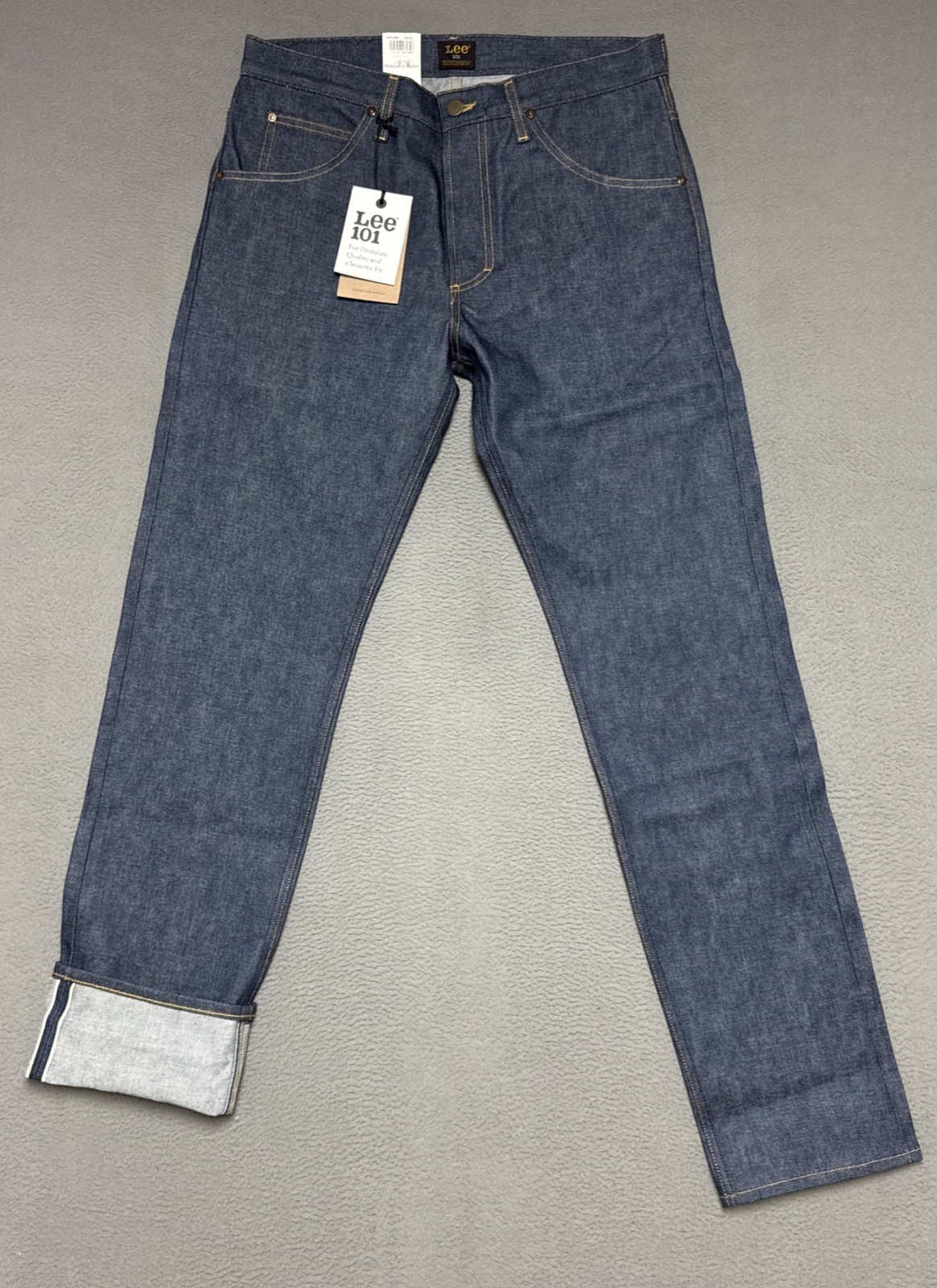Lee 101Z Jeans Men Selvedge Sanforized Straight Indigo Denim Made in Italy 32x34 Lee 101Z Jeans Men Selvedge Sanforized Straight Indigo Denim Made in Italy 32x34