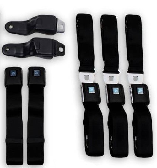 For 1967-69 Camaro And Firebird Front Retractable + Rears(3) Seat Belt Set,Black