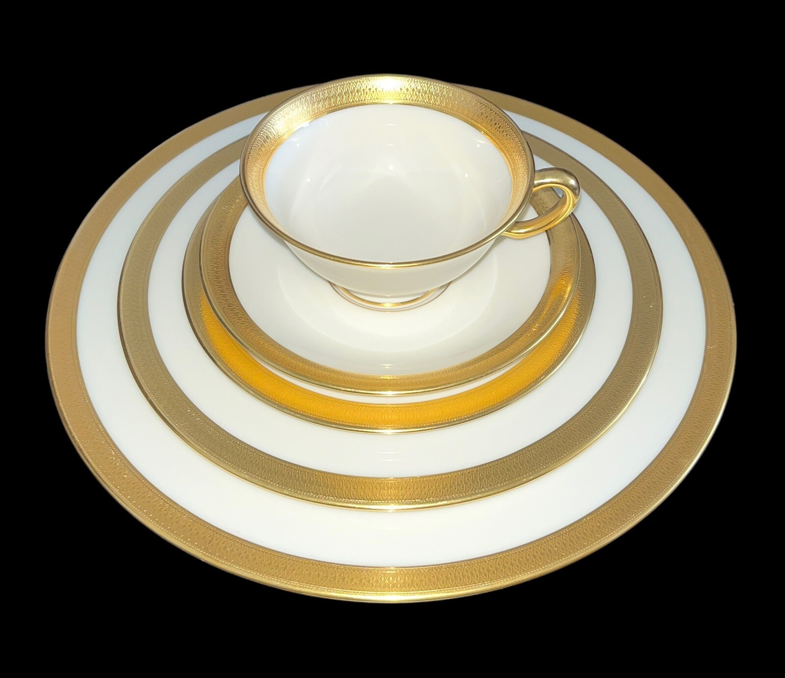 Vintage Lenox Lowell 5 Piece Place Settings P-67 (Gold Mark) Pristine MINT