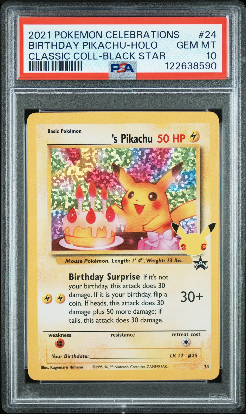 2021 Pokemon Celebrations Classic Collection Birthday Pikachu Holo PSA 10 #24 2021 Pokemon Celebrations Classic Collection Birthday Pikachu Holo PSA 10 #24
