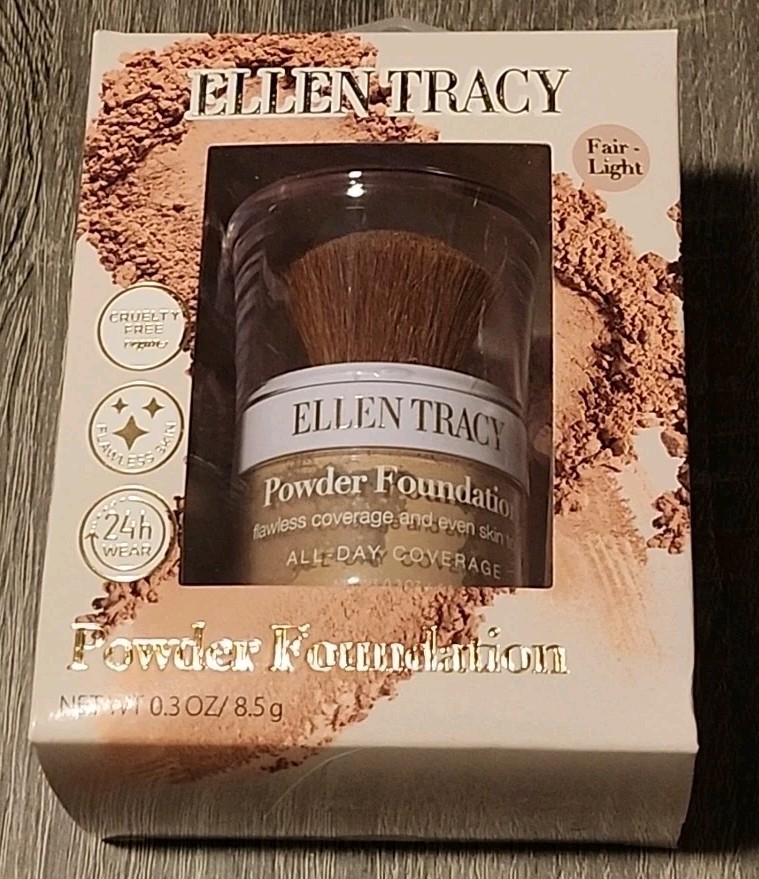 New Ellen Tracy Loose Powder Foundation With Brush - Fair-Light - New In Box New Ellen Tracy Loose Powder Foundation With Brush - Fair-Light - New In Box