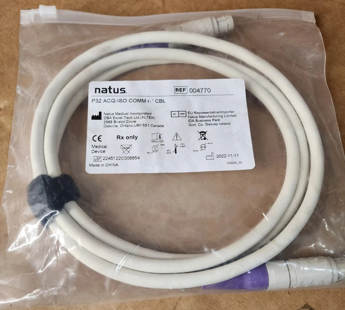 Natus Protektor 32 P32 ACQ to ISO Communication Cable 6' Ref 004770