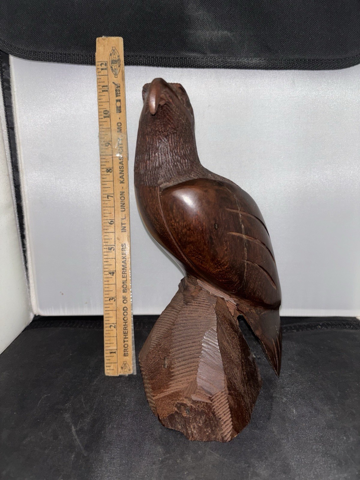 Vintage ironwood hand carved wooden eagle sculpture dark Solid Vintage ironwood hand carved wooden eagle sculpture dark Solid