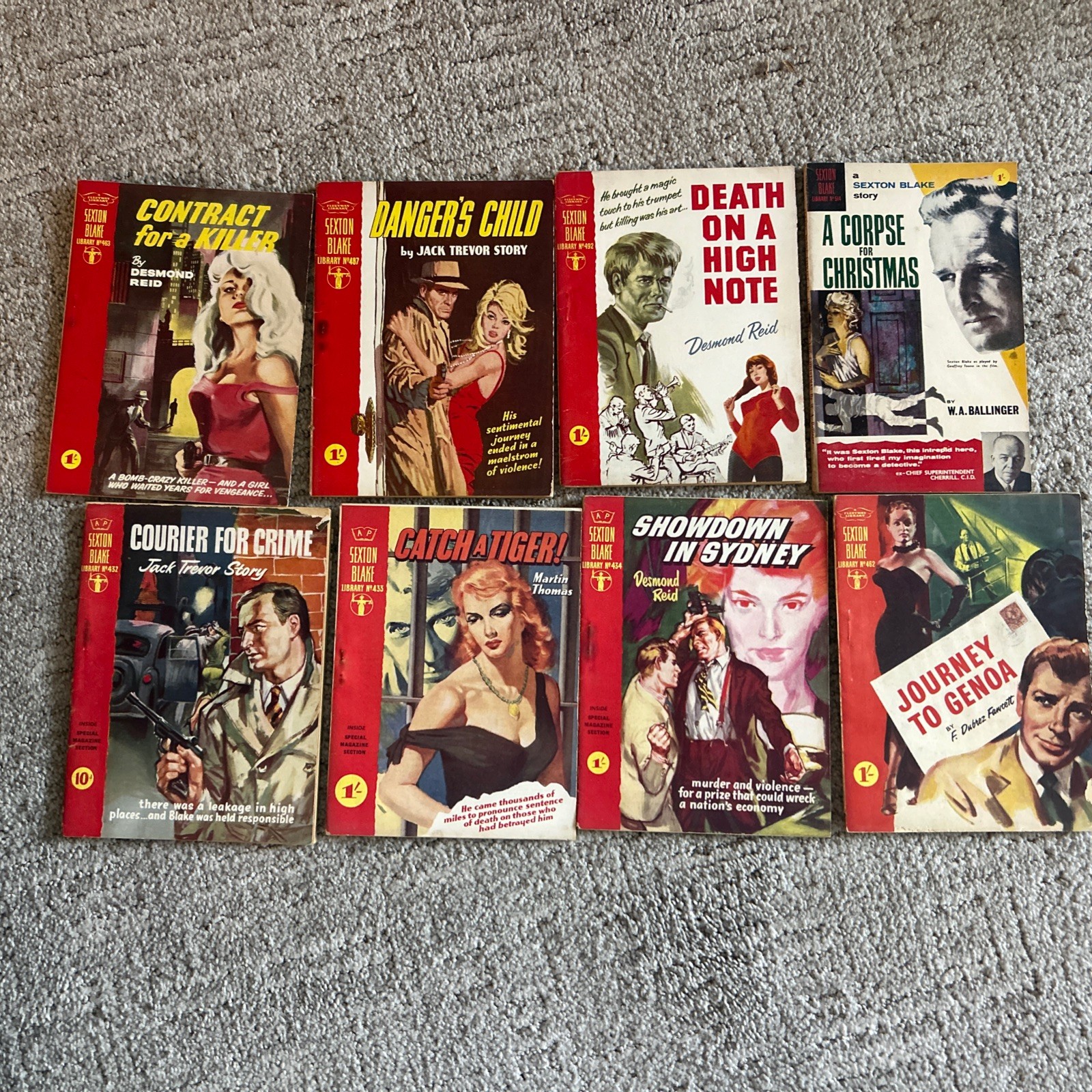 Vintage Sexton Blake Library Pulp Crime Magazines (8) 432-434,462,63,87,92  &514