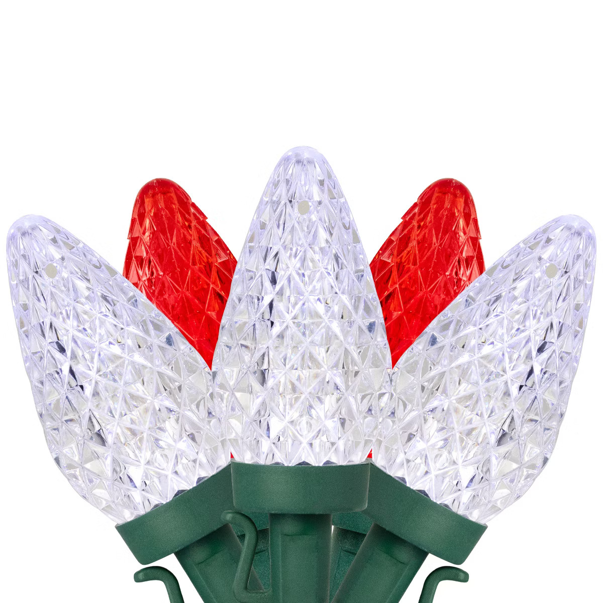 Northlight 100ct LED Faceted C9 Christmas Lights Red Pure White 66FT Green Northlight 100ct LED Faceted C9 Christmas Lights Red Pure White 66FT Green
