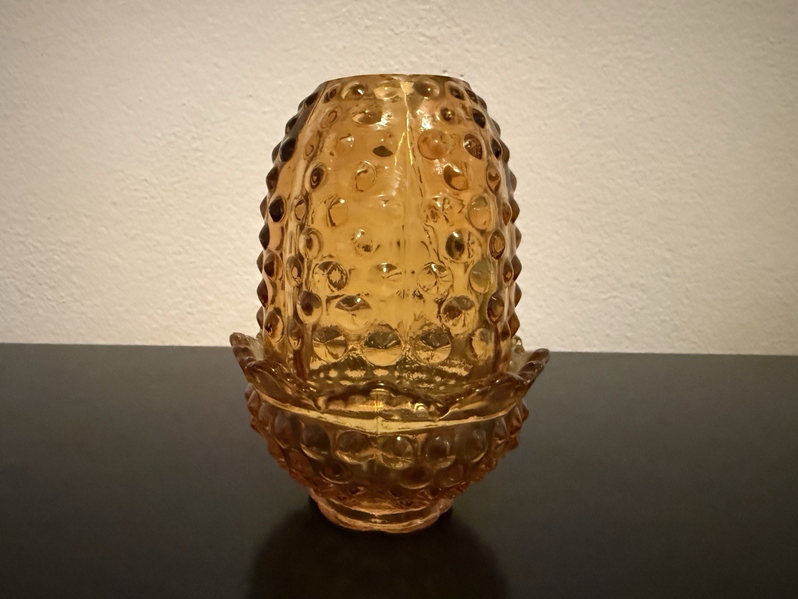Vintage Fenton Amber Hobnail Fairy Lamp