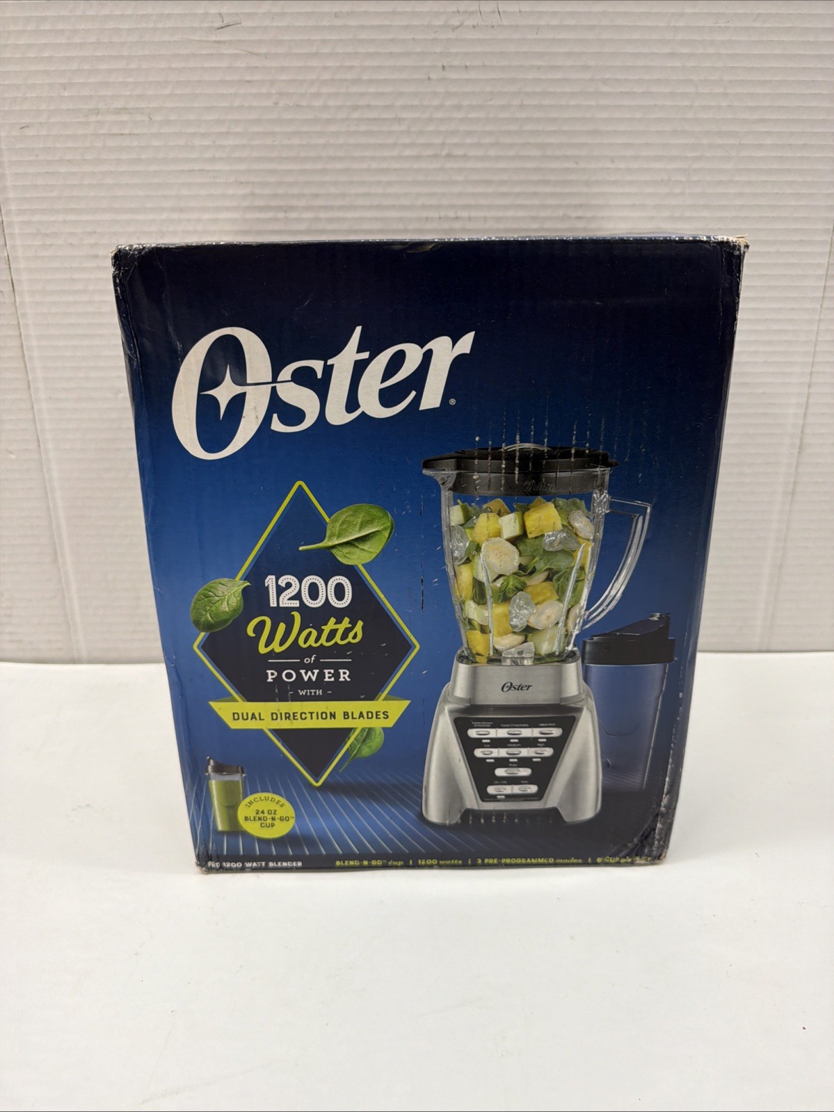 Oster Pro 1200 Smoothie Blender with Glass Jar & 24oz To-Go Cup, Brushed Nickel