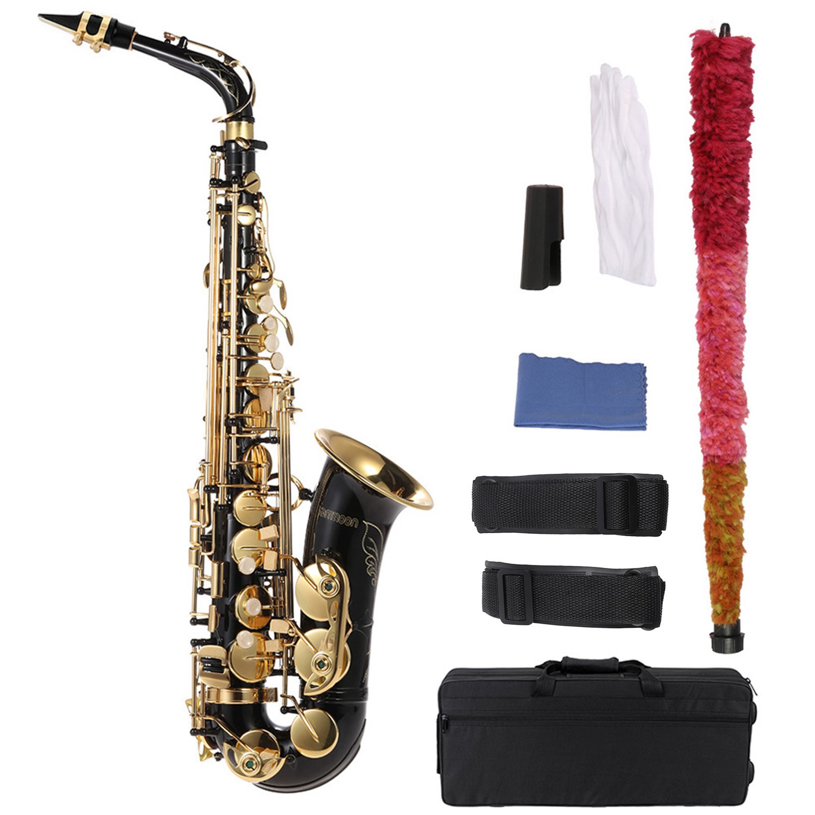 Ammoon Eb Alto Saxophone Brass Lacquered Gold E Flat Sax 82Z Key Type FVPD