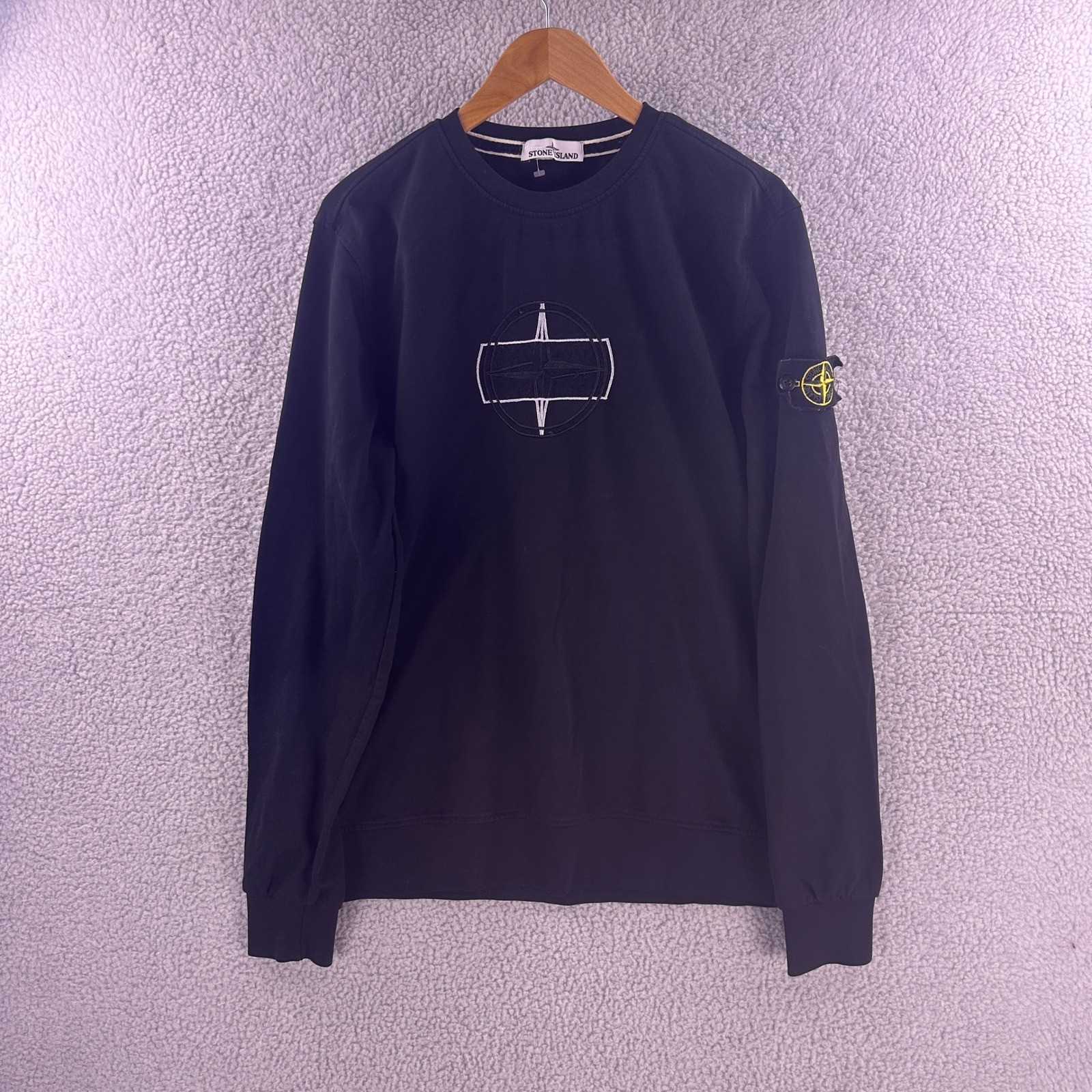 Stone Island Mens Black Embroidered Compass Logo Sweatshirt XXL 6915611J04Z
