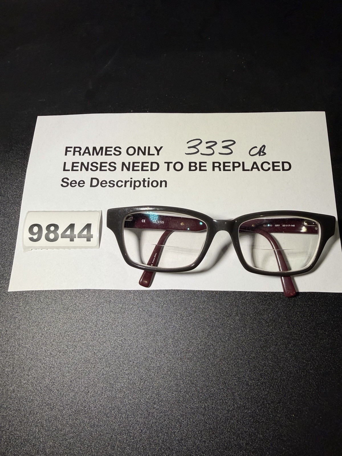 GUESS FRAMES ONLY EYEGLASSES GU1740 GRY RED 53-17-140 GUESS FRAMES ONLY EYEGLASSES GU1740 GRY RED 53-17-140