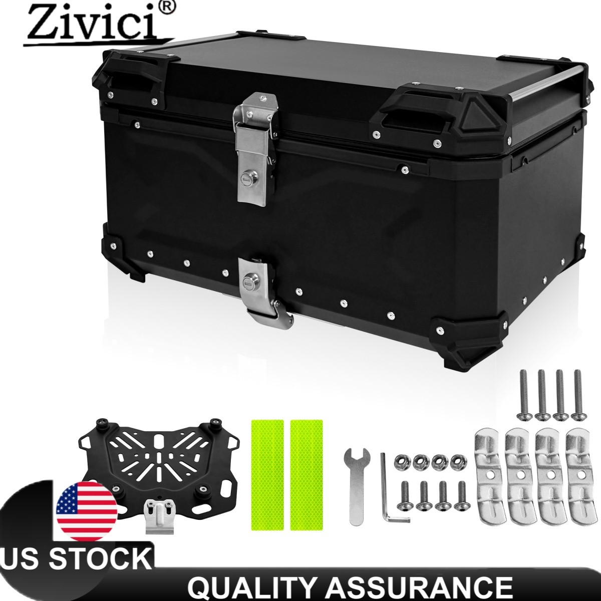 Aluminum Trunk 65L Motorcycle Top Case Waterproof Luggage Storage Tour Tail Box
